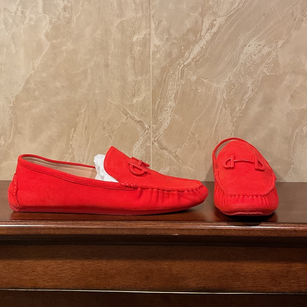 Cole Haan Bold Red Suede Loafers, Size 8.5B
